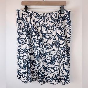 TALBOTS White & Blue A-Line Skirt | Size 14